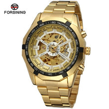 Load image into Gallery viewer, FORSINING Men&#39;s Watch Antique Skeleton Stainless Steel Bracelet Wristwatch Color Gold FSG8042M4