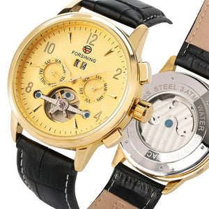 WINNER Transparent Golden Case Luxury Casual Design Mens Watches Top Brand Luxury Automatic Mechanical Skeleton FORSINING Watch