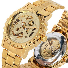 Load image into Gallery viewer, WINNER Transparent Golden Case Luxury Casual Design Mens Watches Top Brand Luxury Automatic Mechanical Skeleton FORSINING Watch