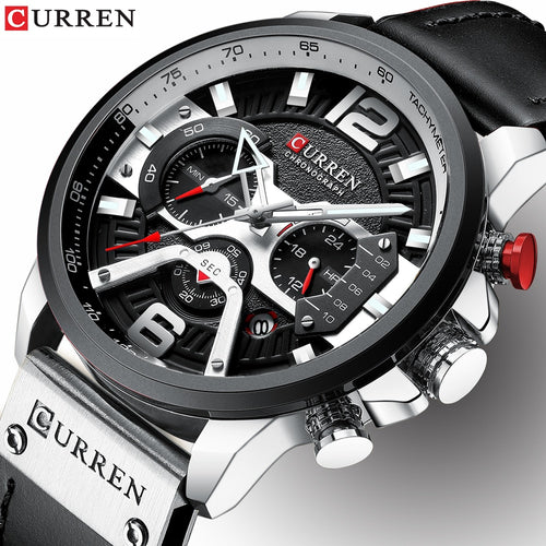 Top Brand Luxury Mens Watches Military Sports Army Fashion Leather Wristwatch Leather Quartz Watch erkek saat 8329