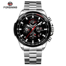 Load image into Gallery viewer, Forsining Brand Blue Ocean Silver Stainless Steel 3 Dial Calendar Men Automatic Self-wind Mechanical Watch