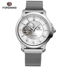 Load image into Gallery viewer, Forsining Men&#39;s Gear Flower Movement Mechanical Automatic Transparent Mesh Strap Men Skeleton Wrist Watches