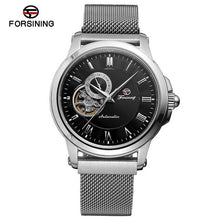 Load image into Gallery viewer, Forsining Men&#39;s Gear Flower Movement Mechanical Automatic Transparent Mesh Strap Men Skeleton Wrist Watches